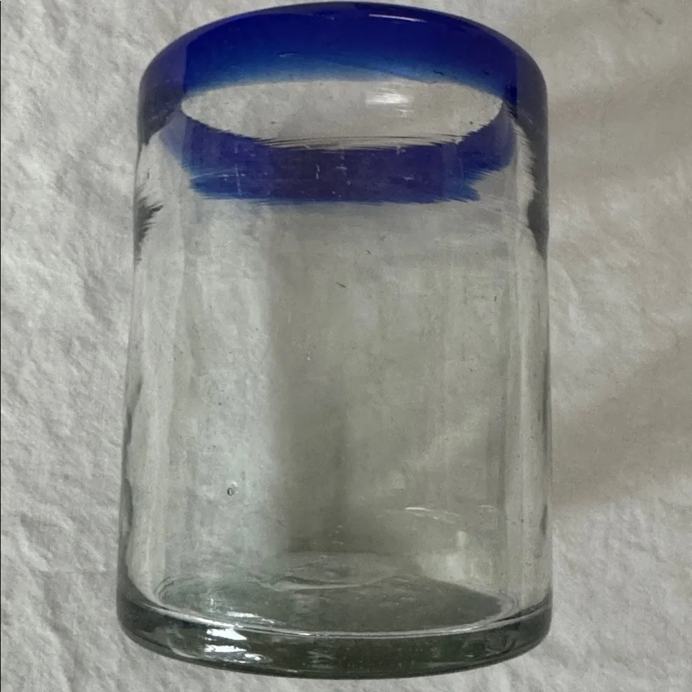 MEXICO HANDBLOWN GLASS TUMBLER COBALT BLUE Vintage 90s Replacement Barware 12 oz